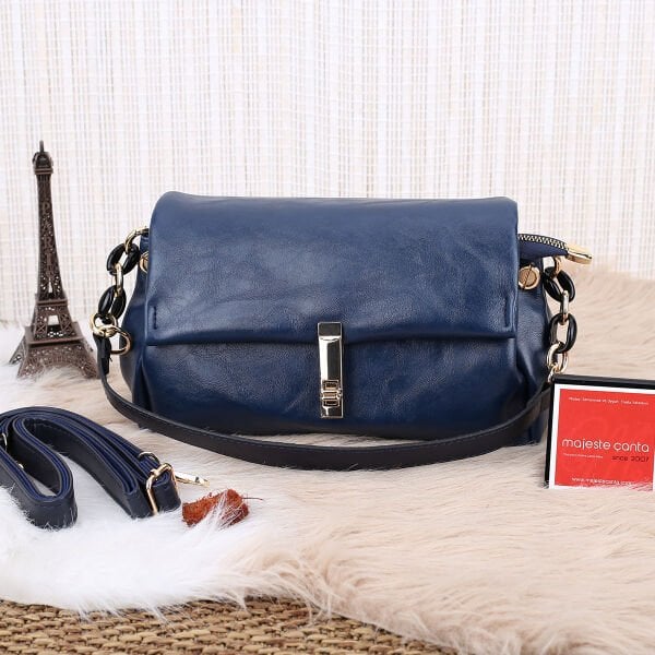 Motto Üç Gözlü Lacivert Hem Omuz Hem Yandan Asmalı Çanta