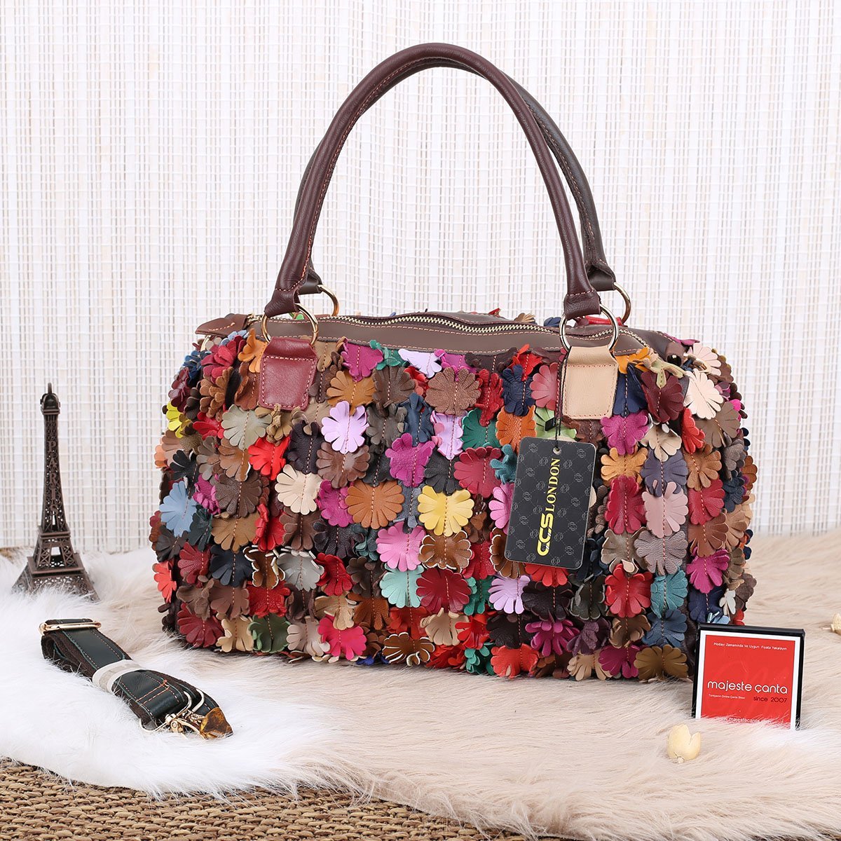 Ççs London Hakiki Deri Renkli Çanta