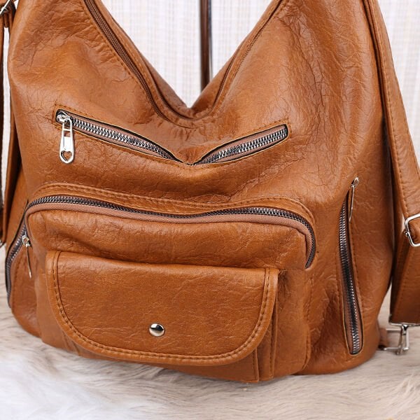 Taba Yumuşak Deri Hem Sırt Hem Omuz Çantası