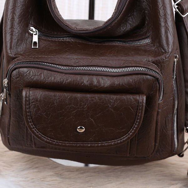 Kahve Rengi Yumuşak Deri Hem Sırt Hem Omuz Çantası