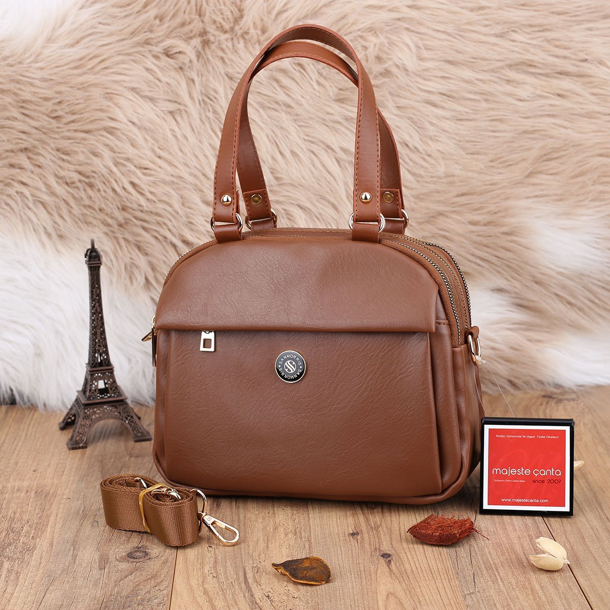 Sanmorris Günlük Üç Gözlü Taba Kadın Çanta