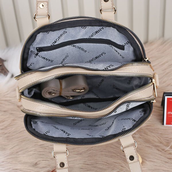 Sanmorris Günlük Üç Gözlü Bej Kadın Çanta