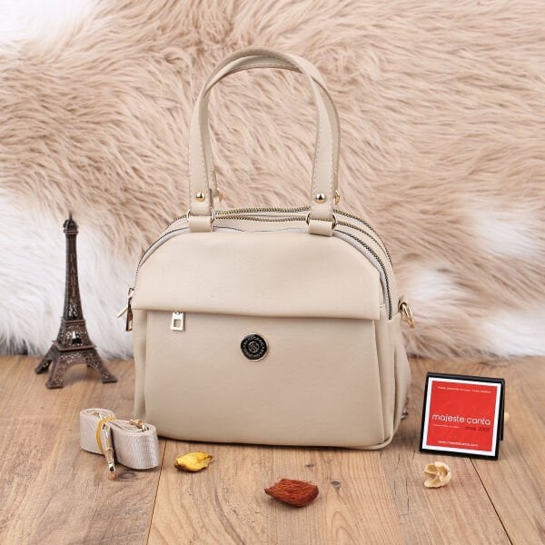 Sanmorris Günlük Üç Gözlü Bej Kadın Çanta