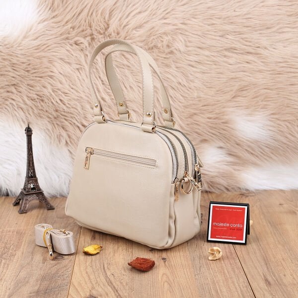 Sanmorris Günlük Üç Gözlü Bej Kadın Çanta