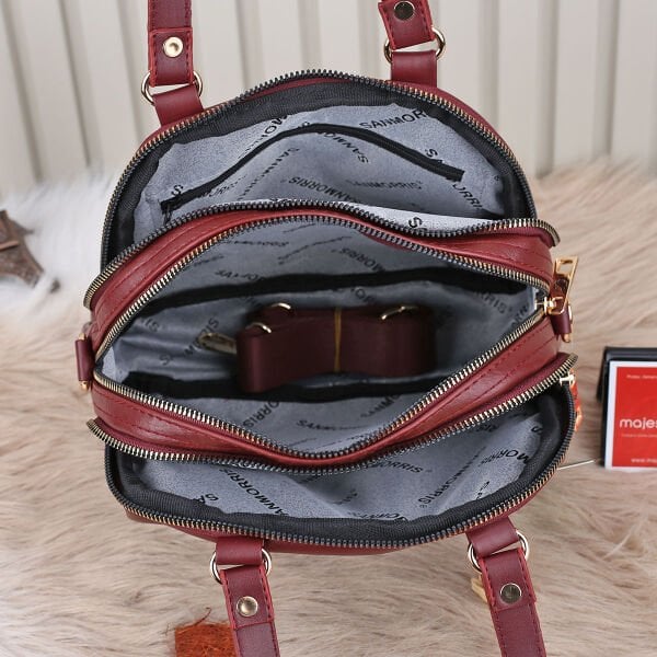 Sanmorris Günlük Üç Gözlü Bordo Kadın Çanta