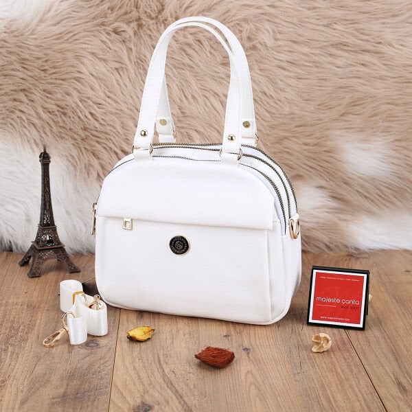 Sanmorris Günlük Üç Gözlü Beyaz Kadın Çanta
