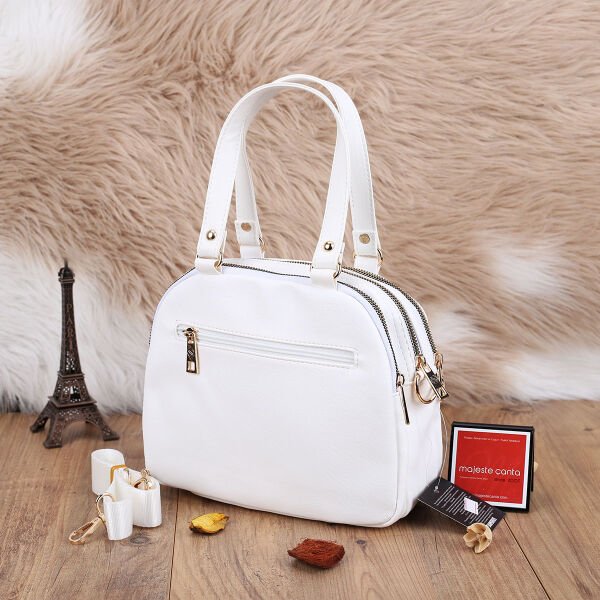 Sanmorris Günlük Üç Gözlü Beyaz Kadın Çanta