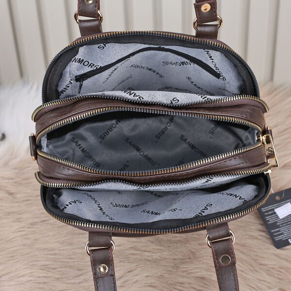 Sanmorris Günlük Üç Gözlü Kahverengi Kadın Çanta