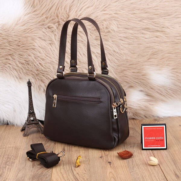 Sanmorris Günlük Üç Gözlü Kahverengi Kadın Çanta