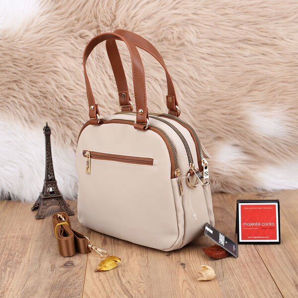 Sanmorris Günlük Üç Gözlü Bej Taba Çanta