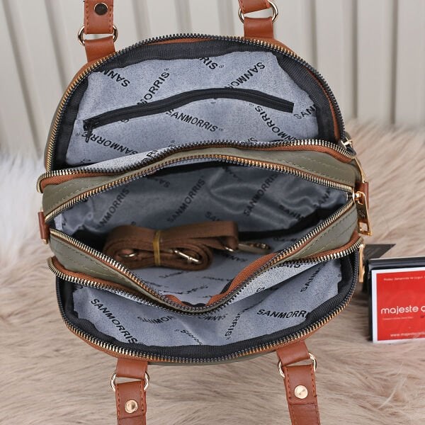 Sanmorris Günlük Üç Gözlü Yeşil Taba Çanta