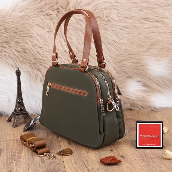 Sanmorris Günlük Üç Gözlü Yeşil Taba Çanta