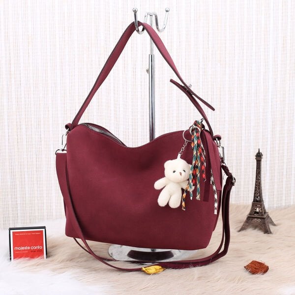 Yeni Sezon Bordo Nubuk Salaş Çanta