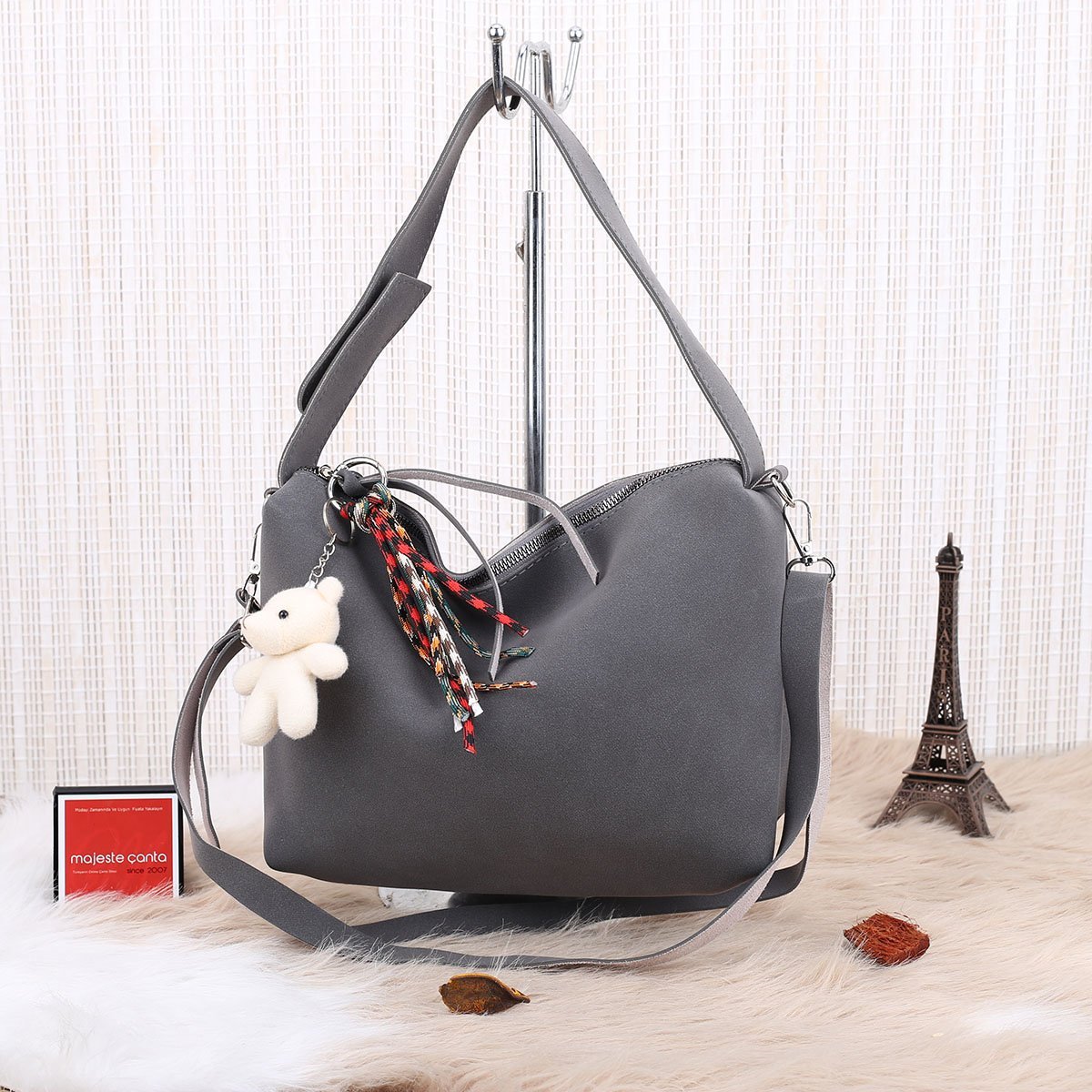 Yeni Sezon Gri Nubuk Salaş Çanta