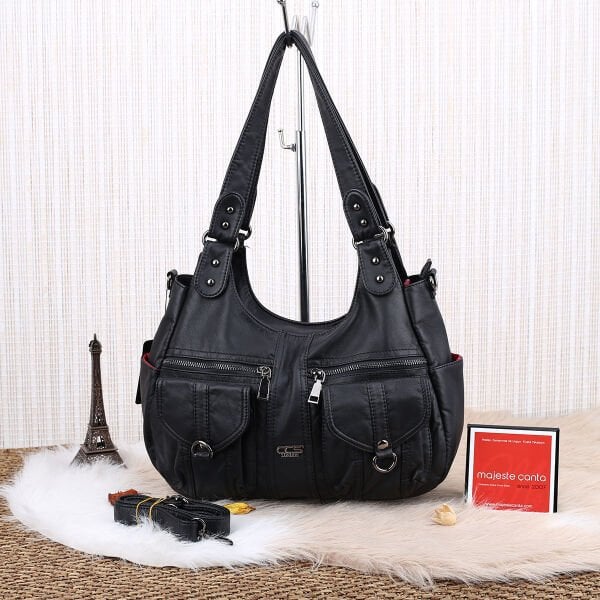 Ççs London Siyah Yıkama Deri Çanta