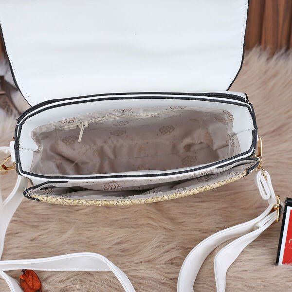 Motto Hasır Desenli Yandan Asmalı Çanta