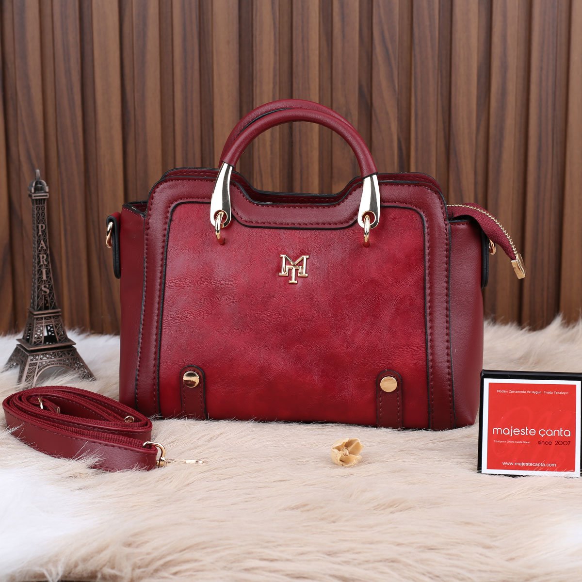Motto Bordo Elde Tutmalı Kadın Çanta