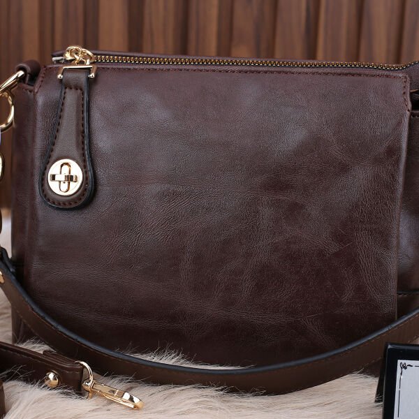 Motto Kahverengi 3 Gözlü Zincirli Kadın Omuz Çantası