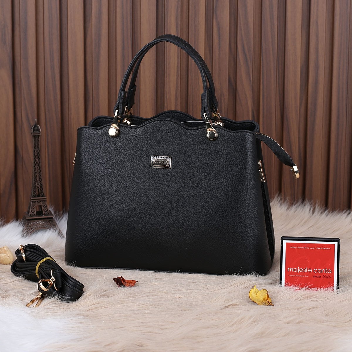 Sanmorris Siyah Çift Gözlü Kadın Çanta