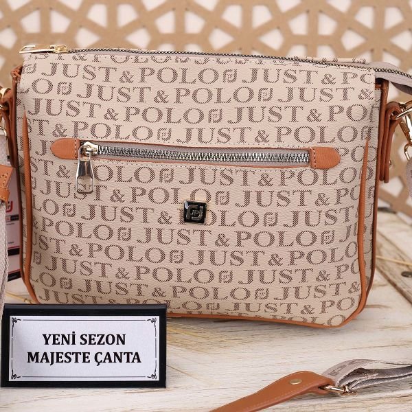 Just Polo Bej & Taba 5 Gözlü Yandan Asmalı Çanta