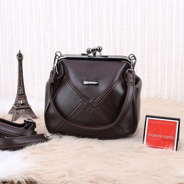 Kkahverengi Çift Gözlü Burslu Motto Çanta