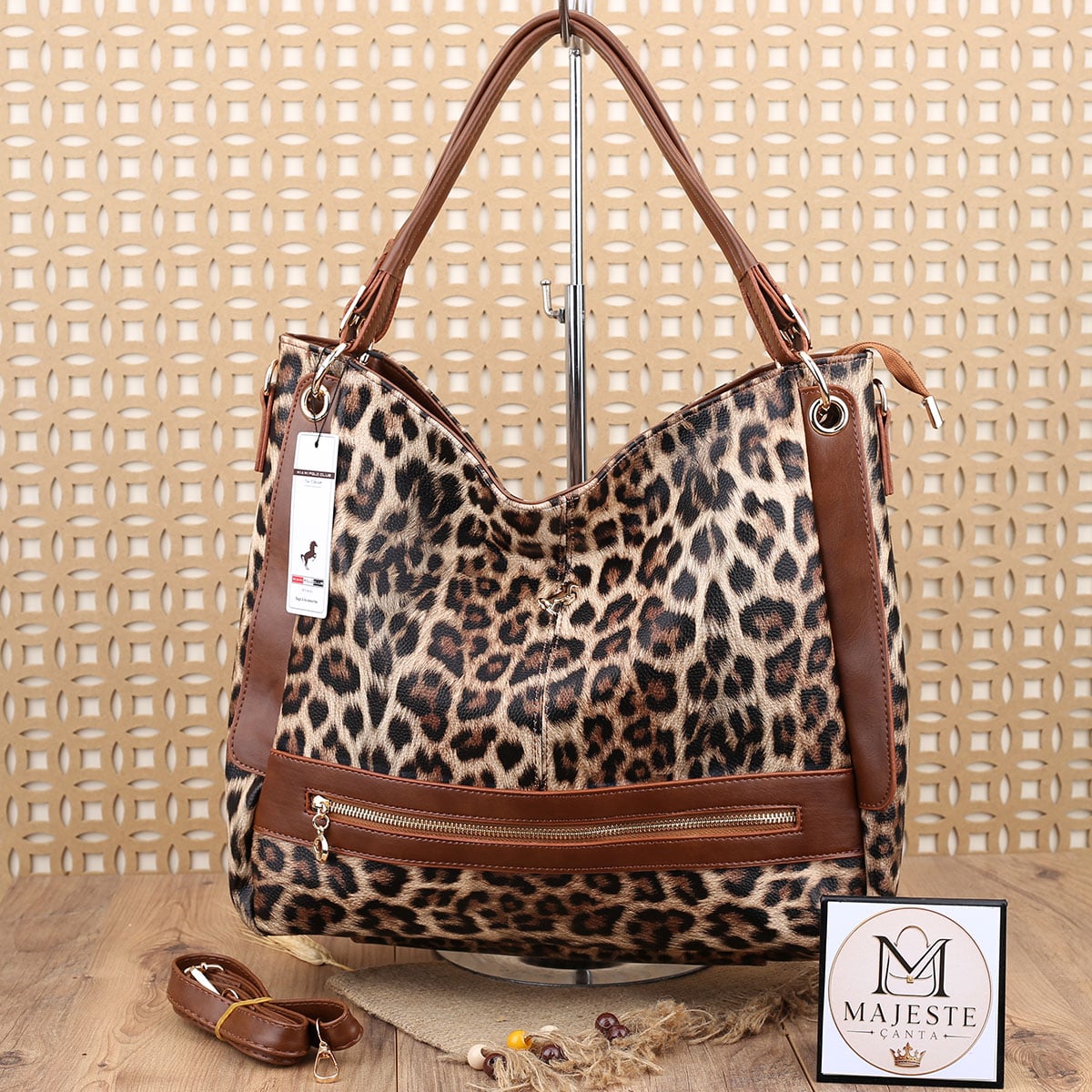 Miami Polo Leopar Desenli Çanta