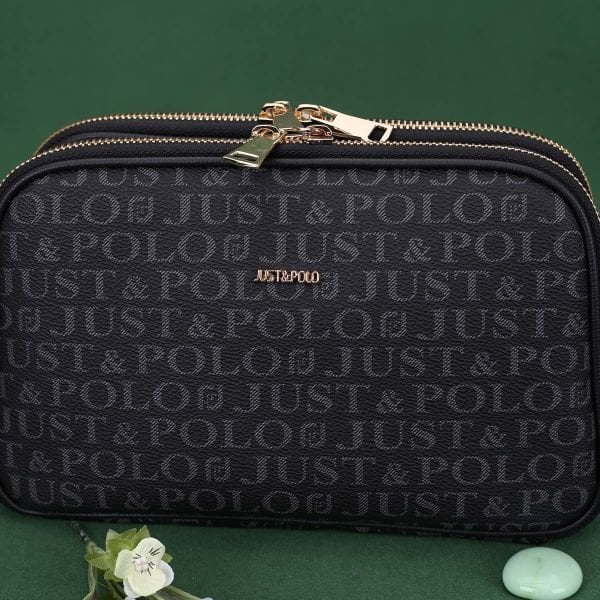 Just Polo Siyah 3 Gözlü Çapraz Kadın Çanta