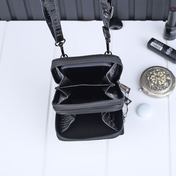 Ççs London Siyah Taşlı Hem Cüzdan Hem Yandan Asmalı Çanta