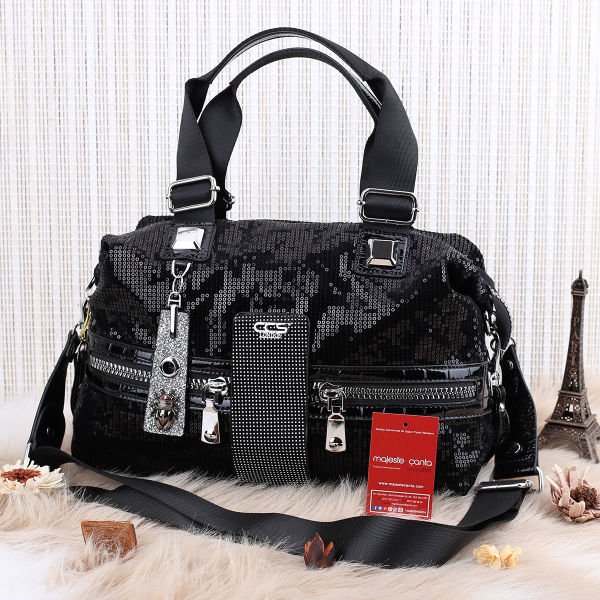 Ççs London Siyah Payetli Kadın Çanta