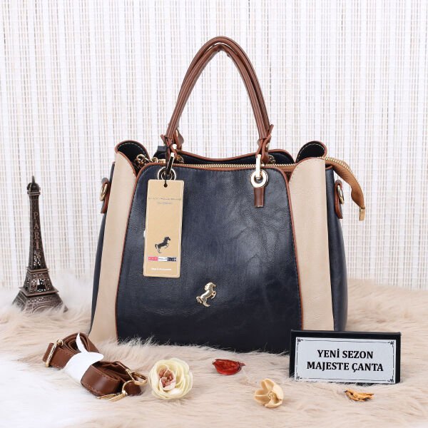Miami Polo lacivert Taba & Bej Üç Gözlü Kadın Çanta