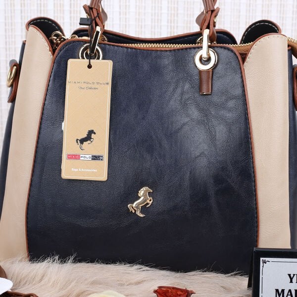 Miami Polo lacivert Taba & Bej Üç Gözlü Kadın Çanta