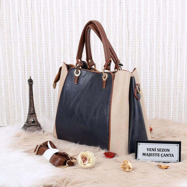 Miami Polo lacivert Taba & Bej Üç Gözlü Kadın Çanta