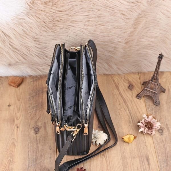 Sanmorris 3 Gözlü Siyah Çapraz Çanta