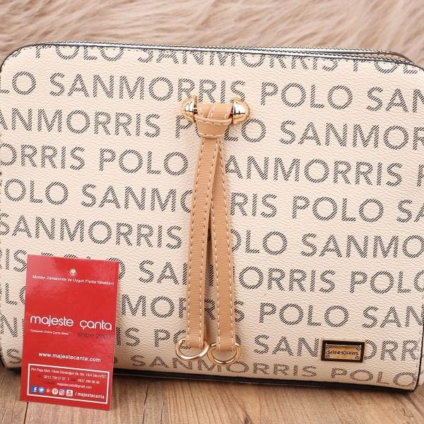 Sanmorris 3 Gözlü Bej Çapraz Çanta