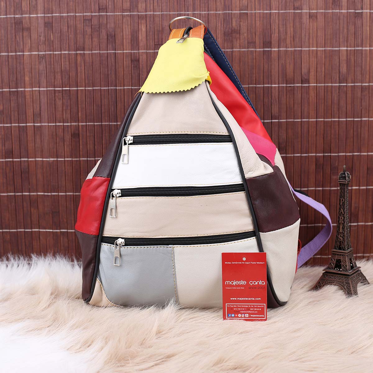 Hakiki Deri Parça Deri Sırt Çantası