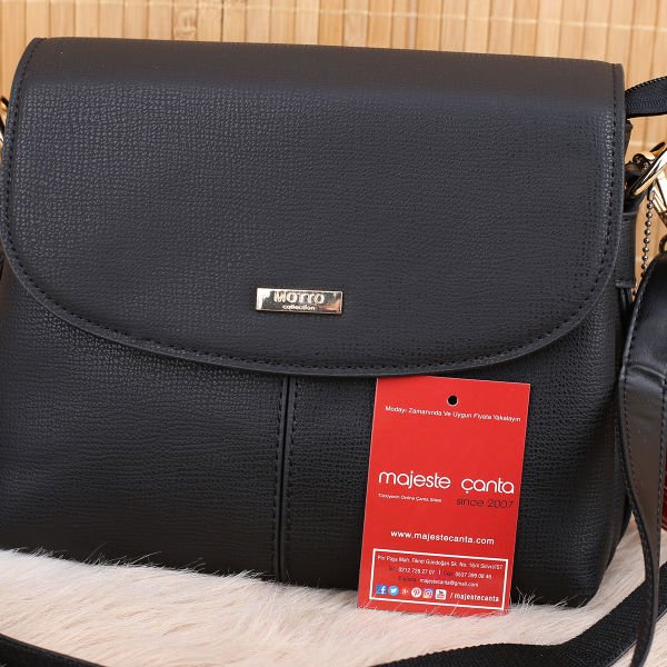 Motto Üç Gözlü Siyah Yandan Asmalı Çanta