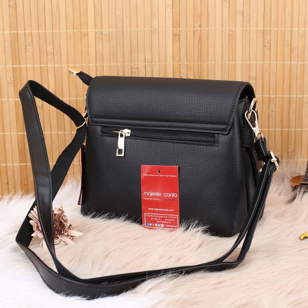 Motto Üç Gözlü Siyah Yandan Asmalı Çanta