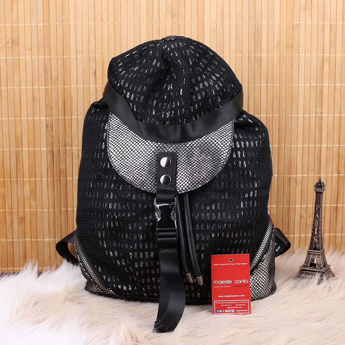 Ççs london Şapkalı Siyah Sırt Çantası