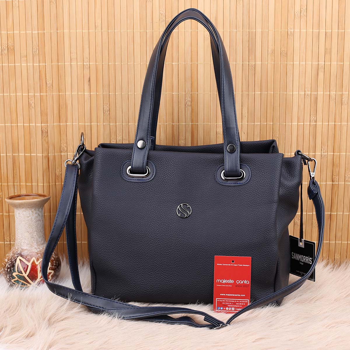 Sanmorris 3 Gözlü Lacivert Çanta