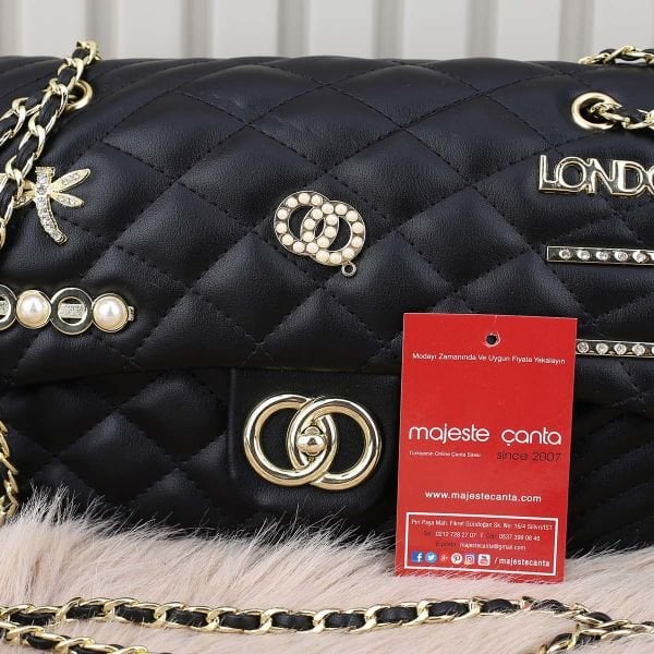 Ççs London Siyah Zincirli Çanta
