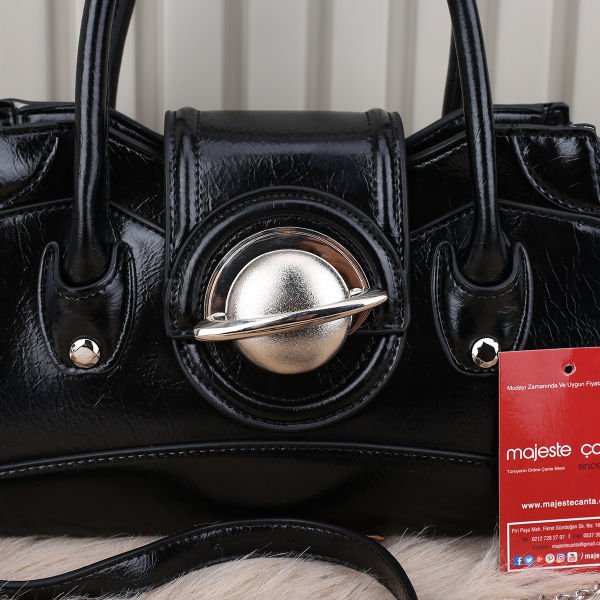 Ççs London Siyah Parlak Kadın Çanta